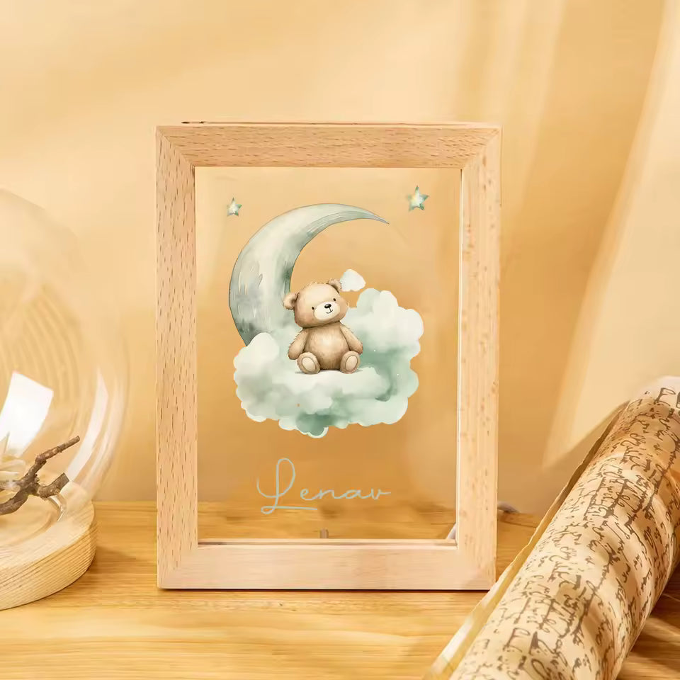 Cadre LED personnalisé Lune et Ours