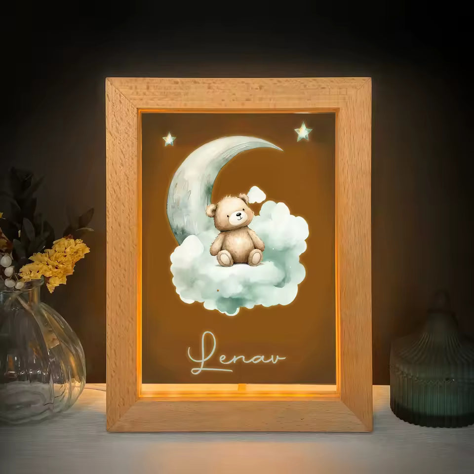 Cadre LED personnalisé Lune et Ours