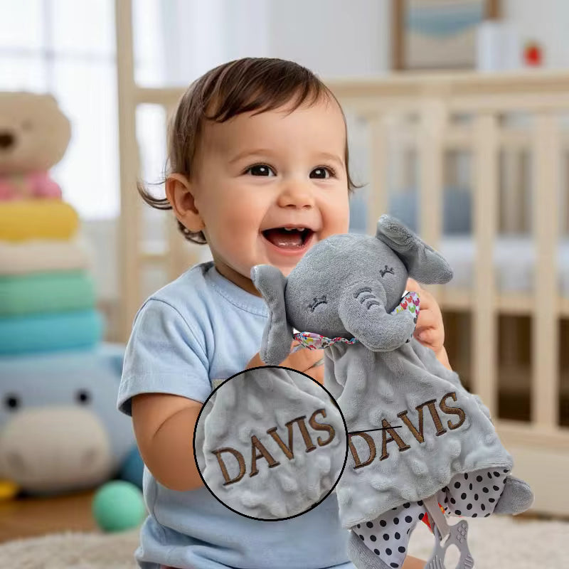 Personalisierte Babydecke mit Beißring