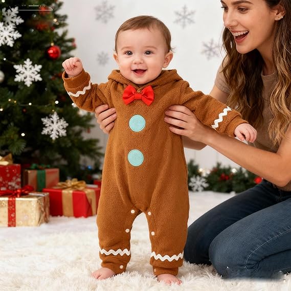 MInuvy Gingerbread Hooded Romper - Minuvy Shop Baby