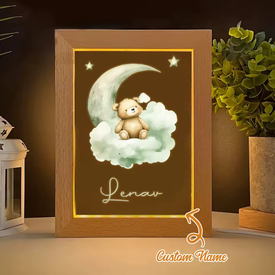 Personalized Moon & Bear LED Frame