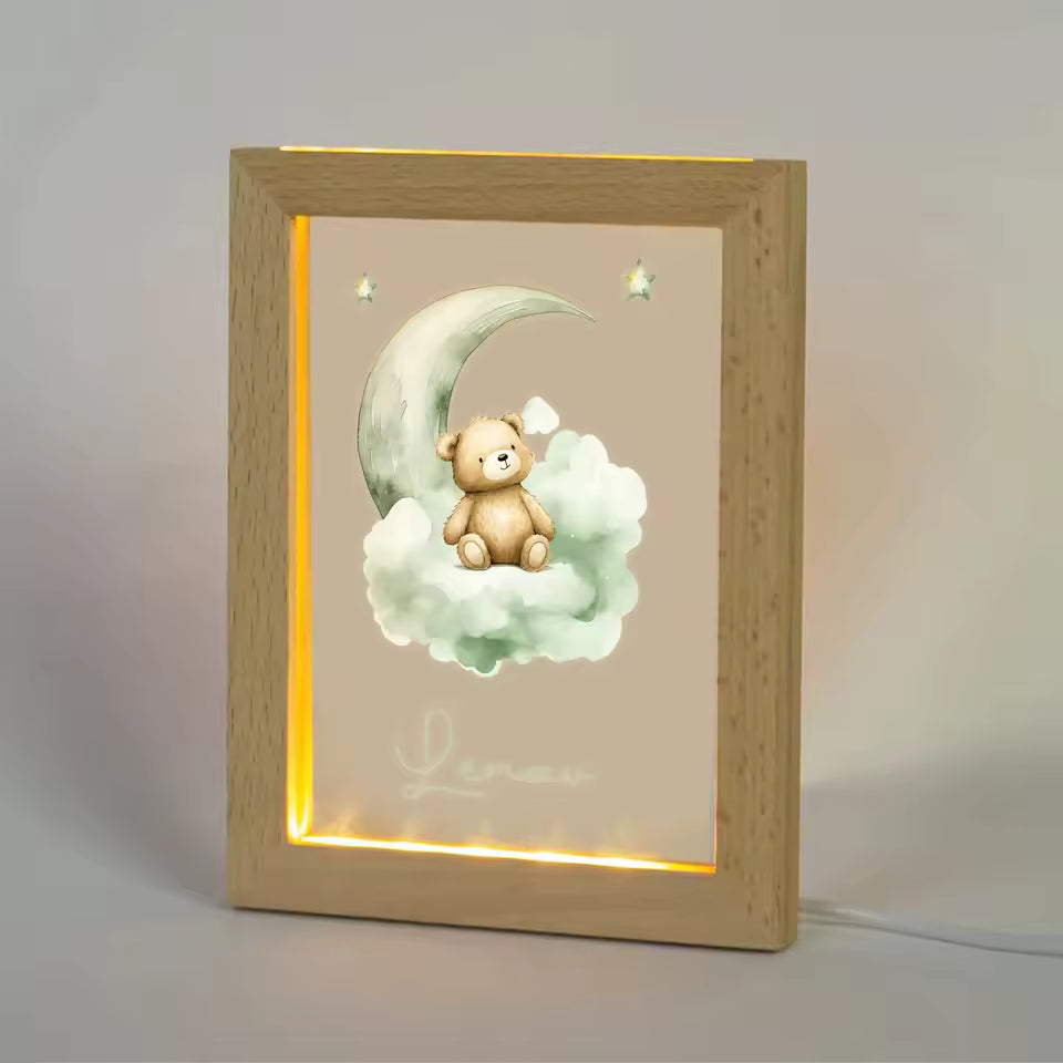 Personalized Moon & Bear LED Frame