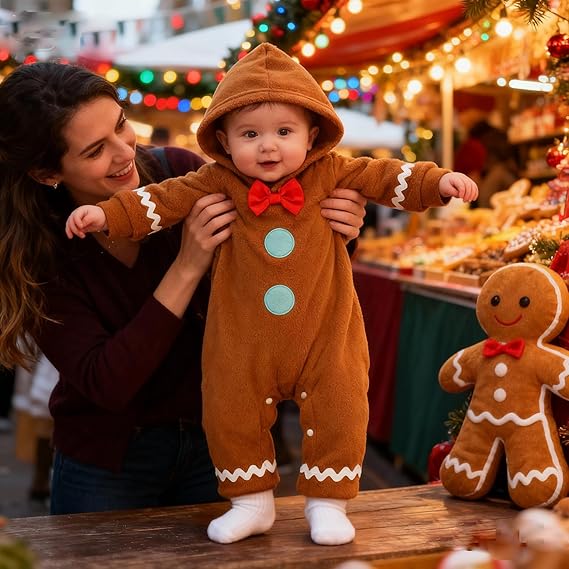 MInuvy Gingerbread Hooded Romper - Minuvy Shop Baby