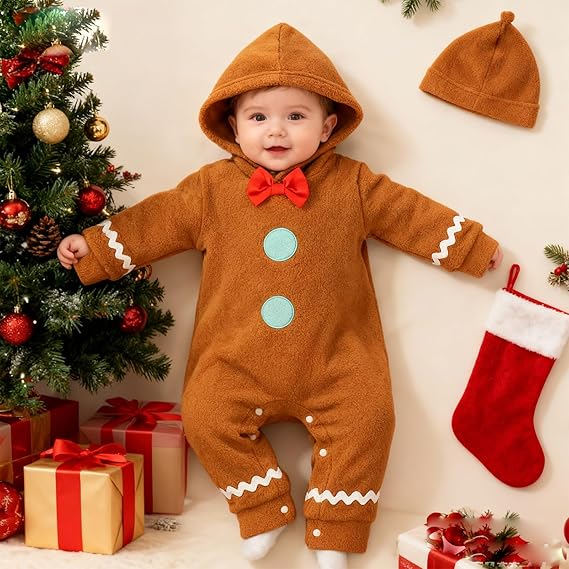 MInuvy Gingerbread Hooded Romper - Minuvy Shop Baby