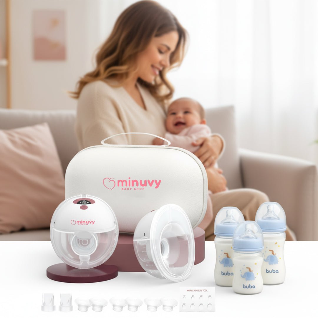 Minuvy Latch - Wearable Breast Pump - Painlessly Pump + FREE 3 Buba Bottles - Minuvy Shop Baby